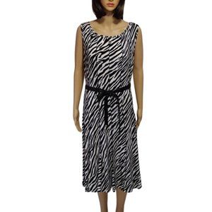 Carina Dress Black White Zebra Print Sleeveless Large NWT